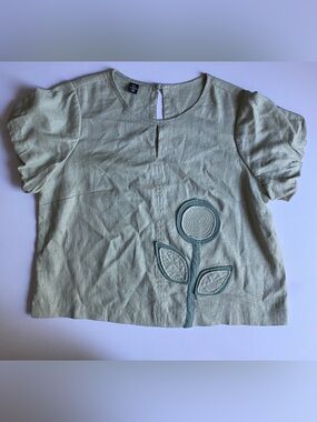 Linen Womens Top Size - Medium light green